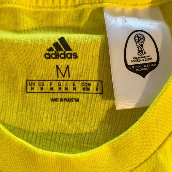 Adidas Men T-Shirt Football Brazil World Cup Russia 2018 FIFA, size M, NWOT - Picture 6 of 6
